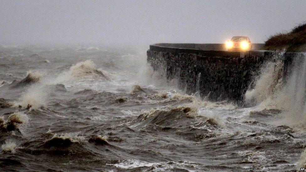 Waves battering the coast