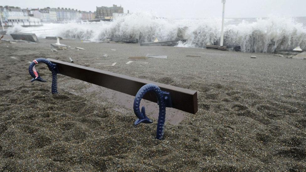 The damage left to the promenade at Aberystwyth