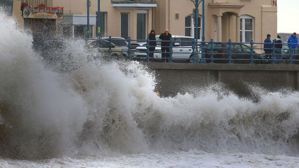 At Porthcawl, the sea was lashing against the wall