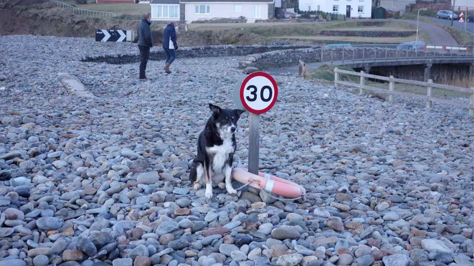 Stone on Newgale beach in Pembrokeshire