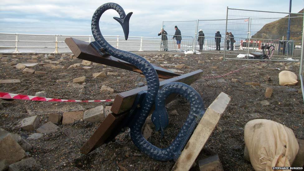 Upturned seat on Aberystwyth seafront