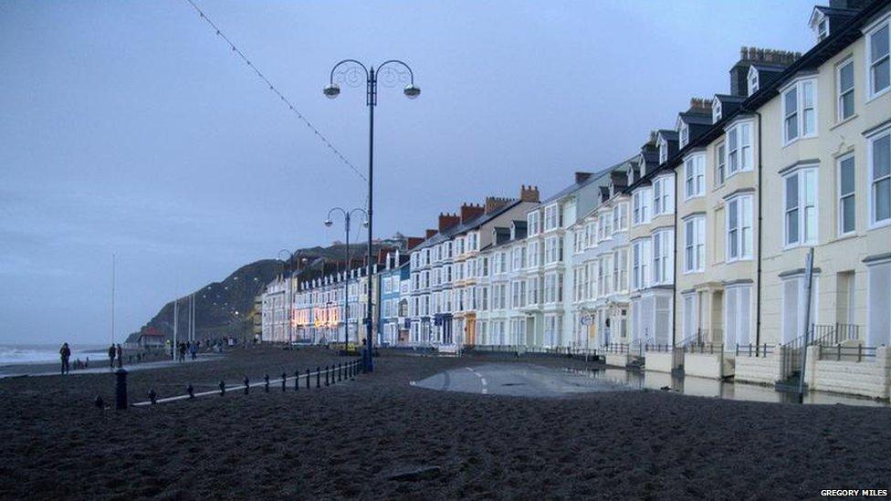 Gregory Miles' photo shows the extent to which stones have been deposited on the promenade at Aberystwyth.