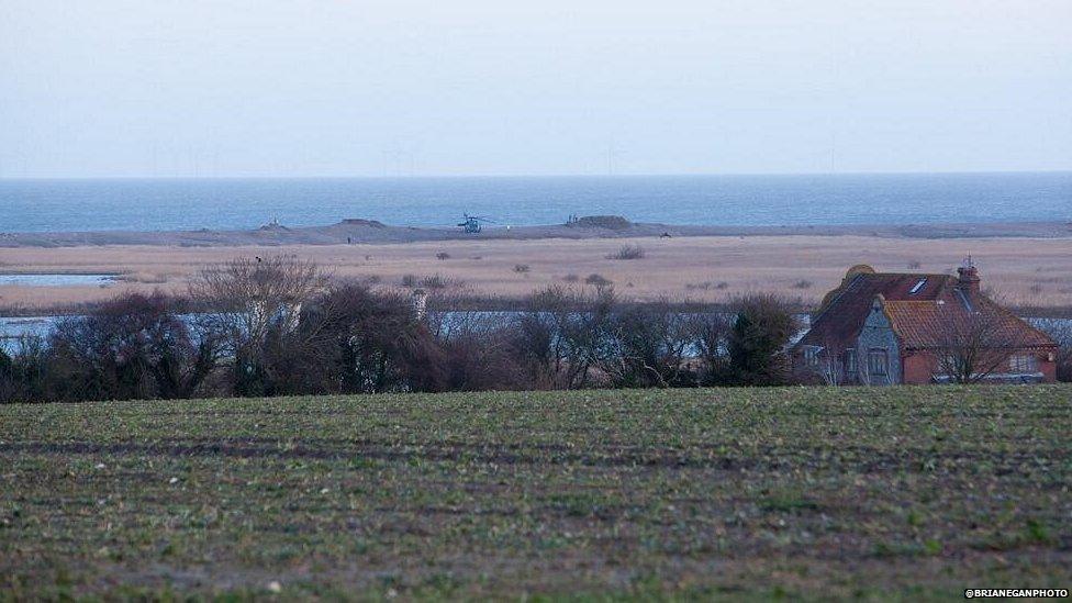 View of HH-60G Pave Hawk helicopter crash from Cley next the Sea, Norfolk