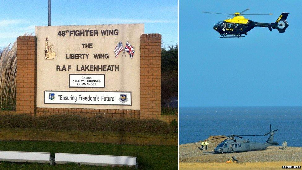 Sign outside RAF Lakenheath/Site of Cley next the Sea helicopter crash