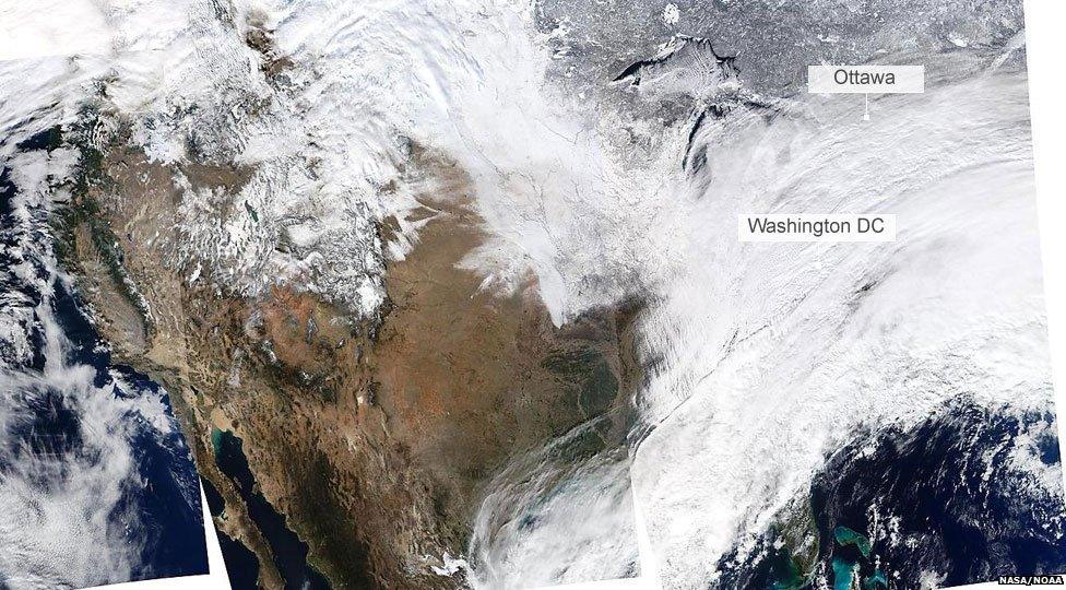 2 January satellite image of North America