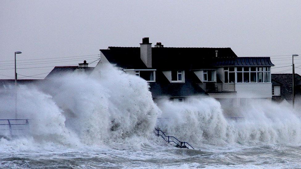 Storm hits Trearddur Bay, Anglesey, seafront