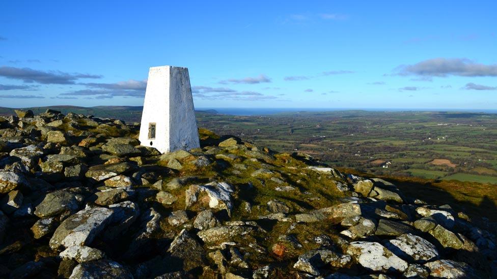 The trig point on Foel Drygarn