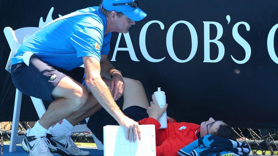 A ballboy faints in the heat as Melbourne heads towards 43C