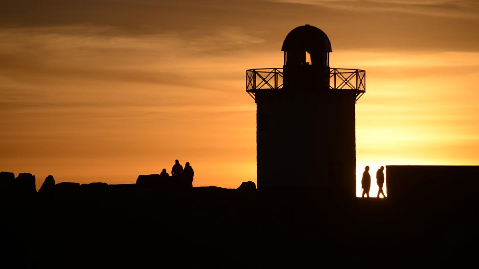 The lighthouse at Burry Port harbour, Carmarthenshire.