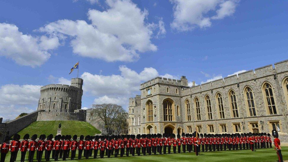 Windsor Castle round tower and quadrangle