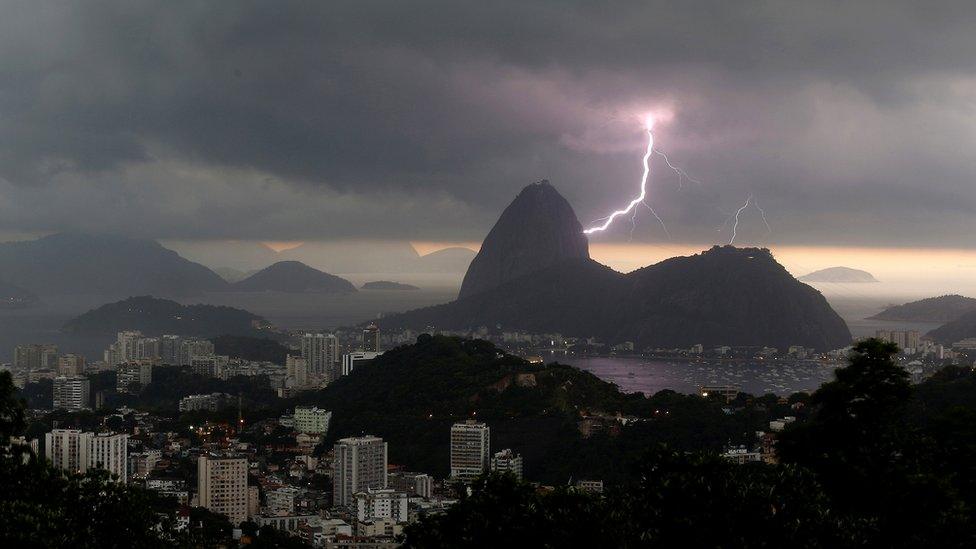 Lightning strikes over Rio de Janeiro
