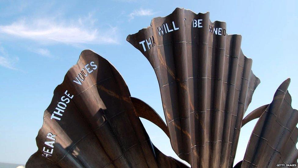 Maggi Hambling's scallop sculpture at Aldeburgh