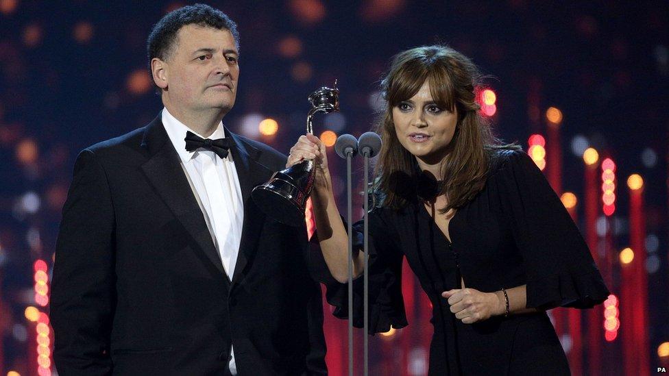 Steven Moffat and Jenna Coleman