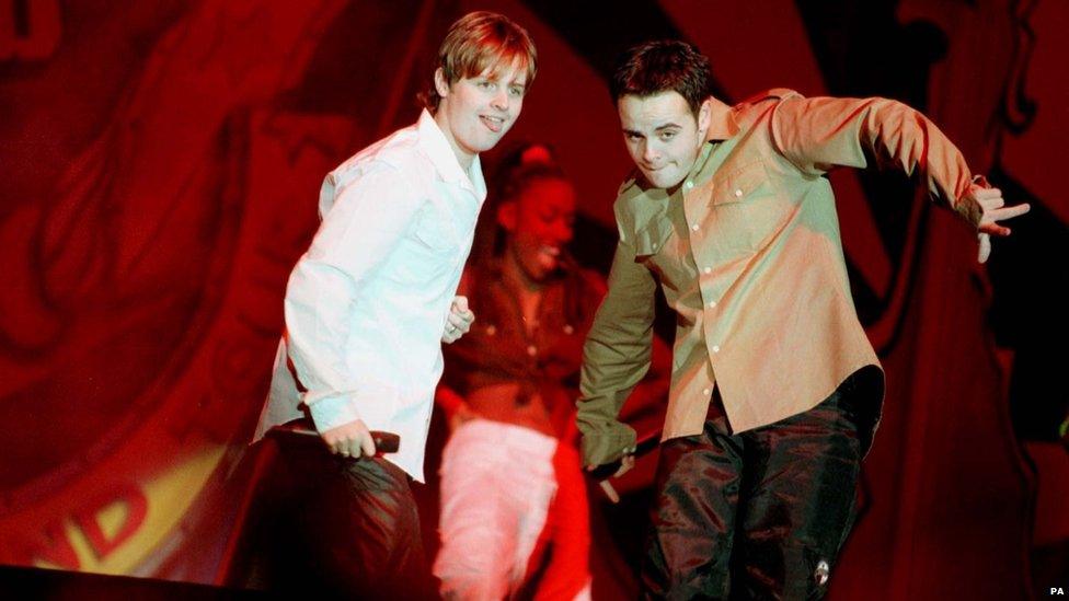 Ant & Dec performing as PJ & Duncan in 1996