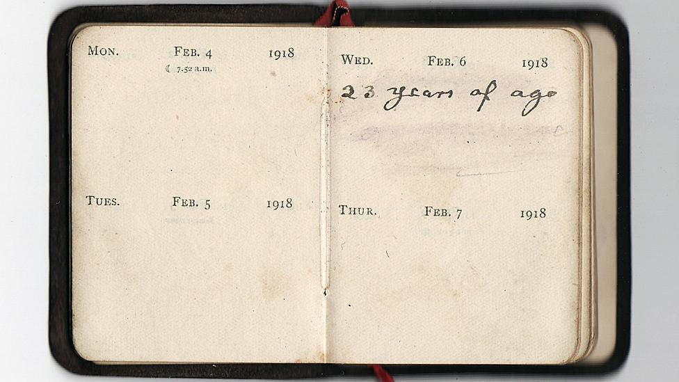 Diary reads: February 6 1918 - 23 years of age.