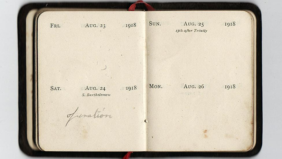 Diary reads: August 24 1918 - operation.