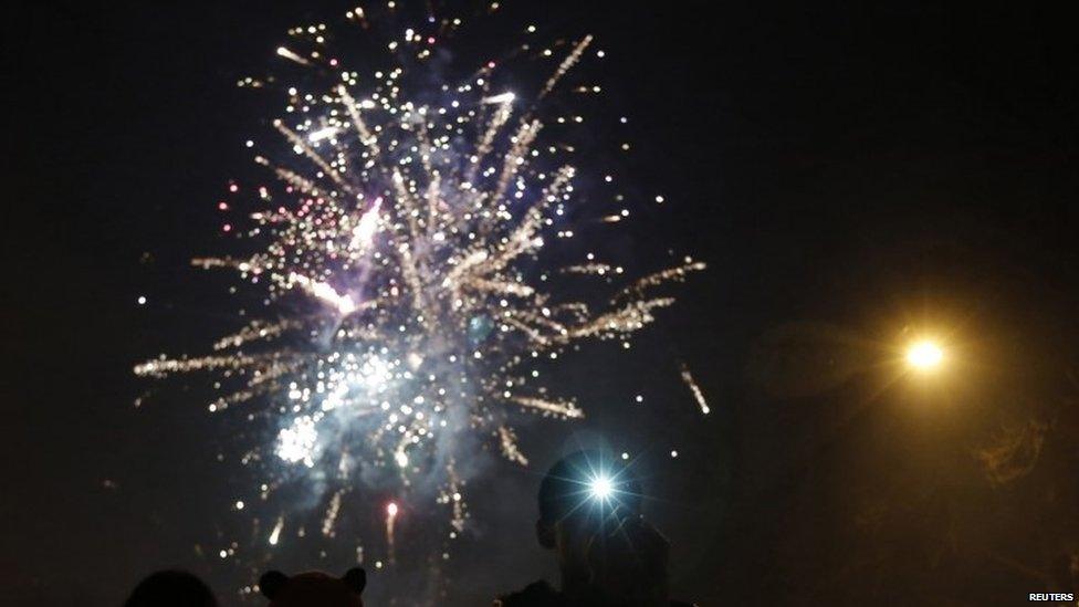 Fireworks in Beijing on 31 January