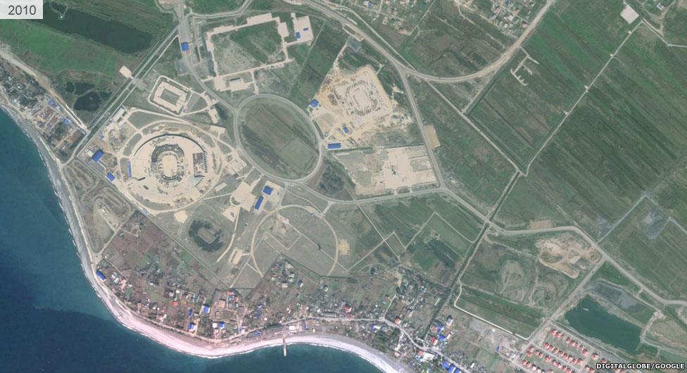 Satellite view of Sochi stadium area 2010