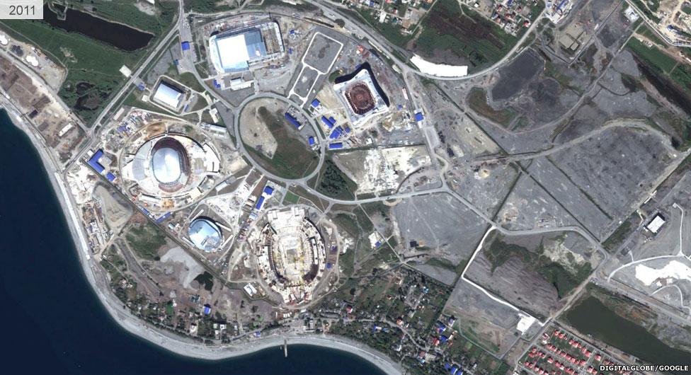 Satellite view of Sochi stadium area 2011