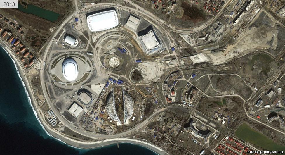 Satellite view of Sochi stadium area 2013