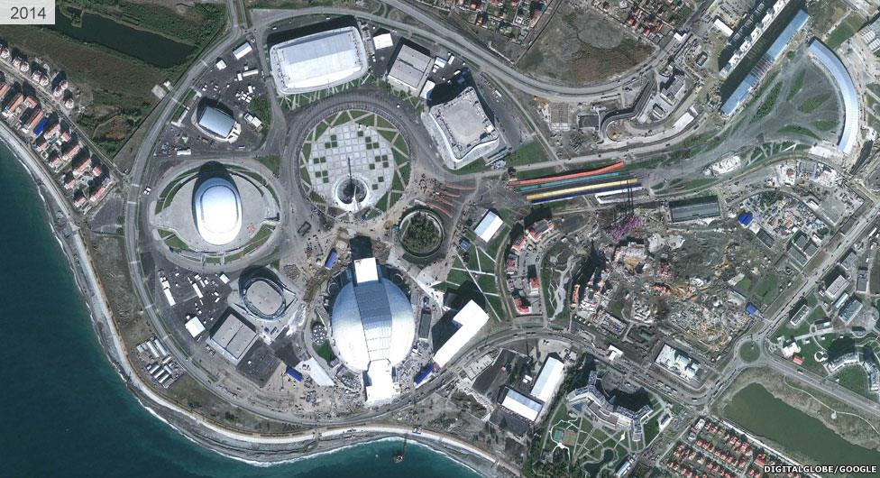 Satellite view of Sochi stadium area 2014