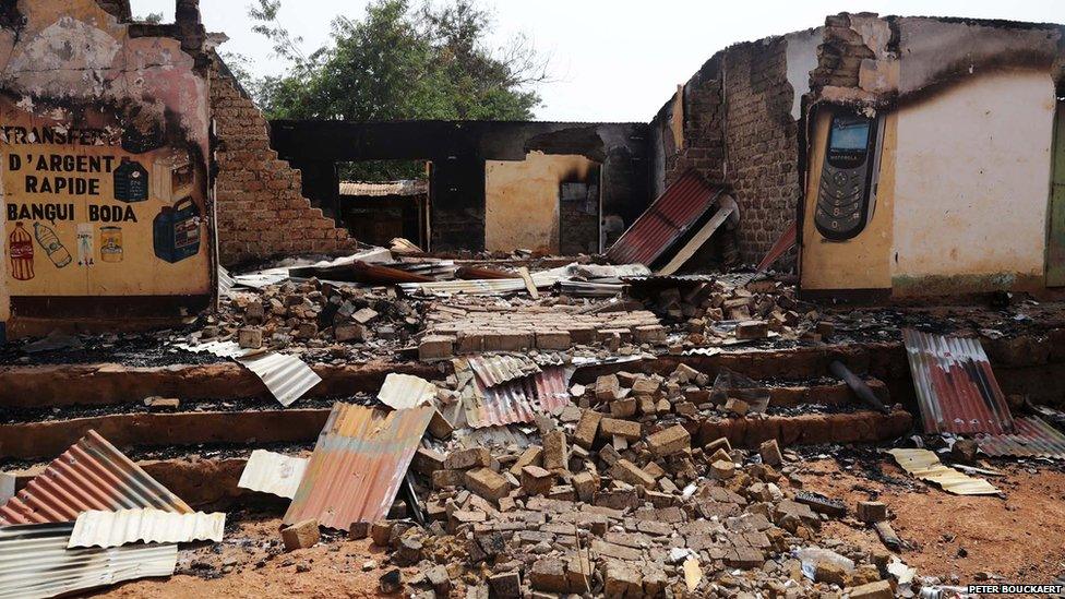 The ruins of a Muslim market in Boda - Central African Republic, February 2014