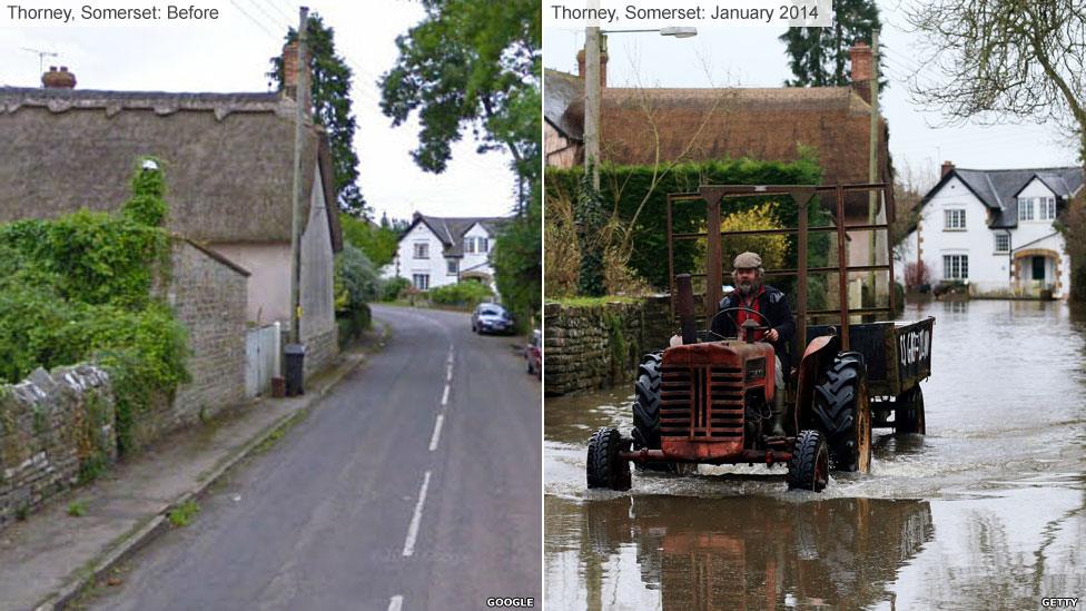 Thorney, Somerset, in the floods