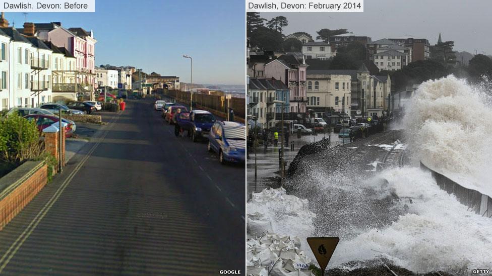 Dawlish, Devon, in the storms