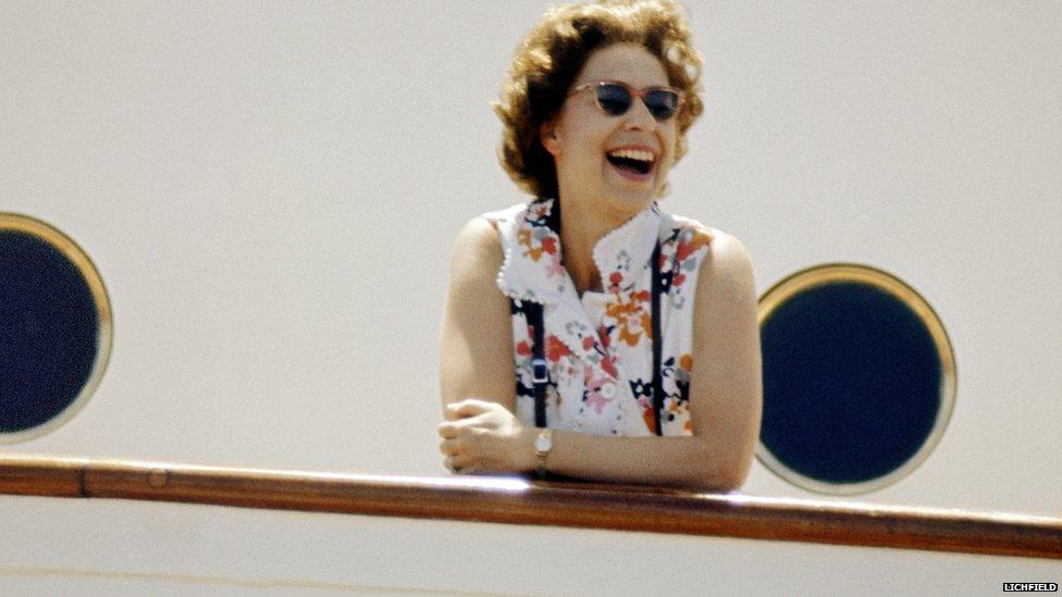 Her Majesty the Queen on board Britannia