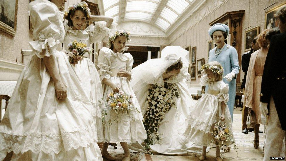 Princess of Wales with bridesmaids