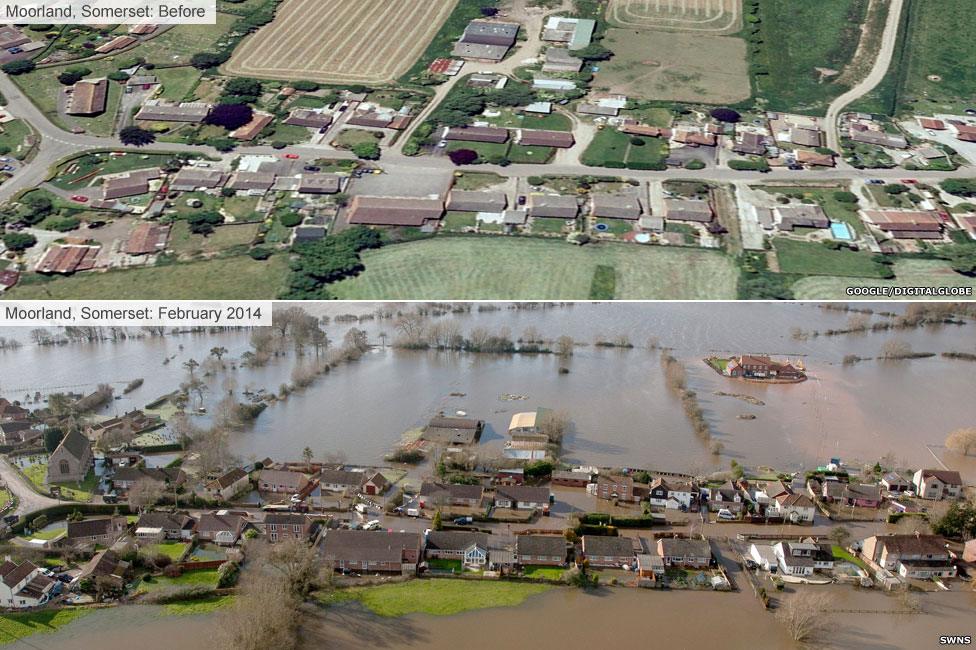 Moorland, Somerset, in the floods