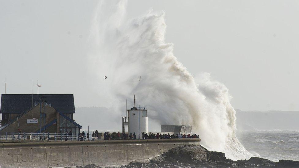 Stormy seas at Porthcawl on 8 February