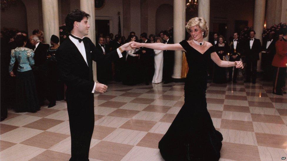 John Travolta and Princess Diana dance at a White House state dinner in 1985