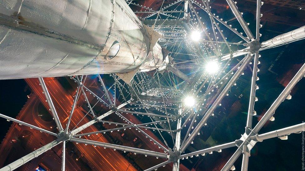 A tower from a low angle perspective