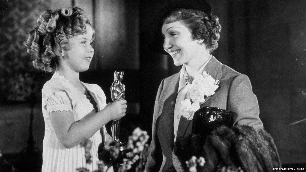 Shirley Temple and Claudette Colbert