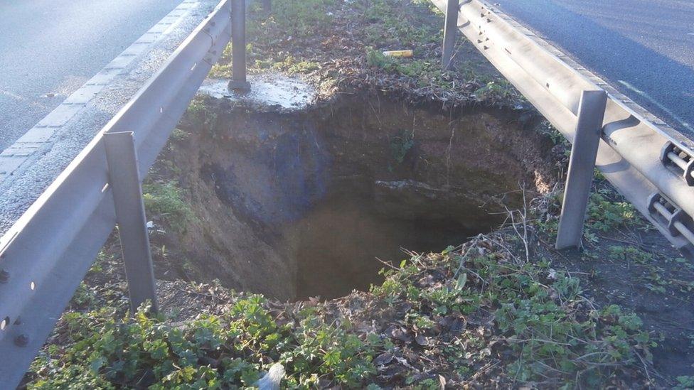 Hole in central reservation