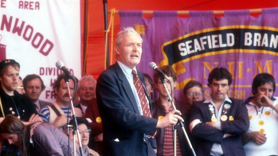 Tony Benn, seen here attending a rally in support of striking miners