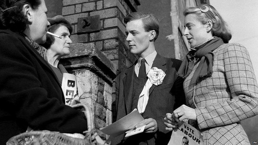 Tony Benn campaigning