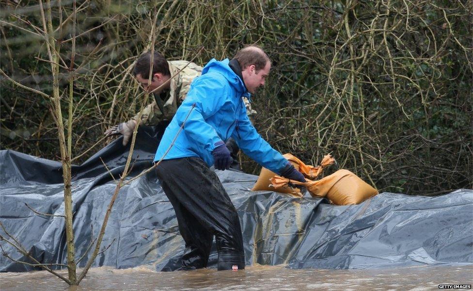 Duke of Cambridge helps flood effort