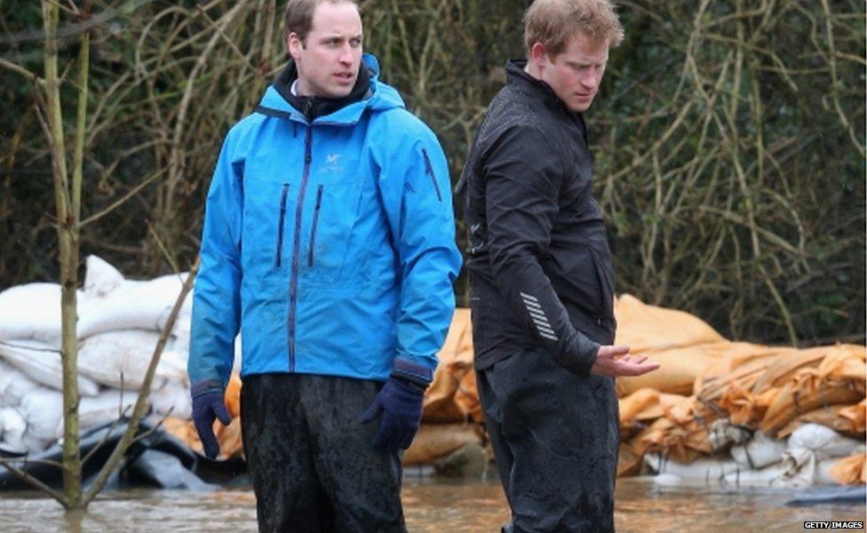 Prince William and Harry help flood effort in Berkshire