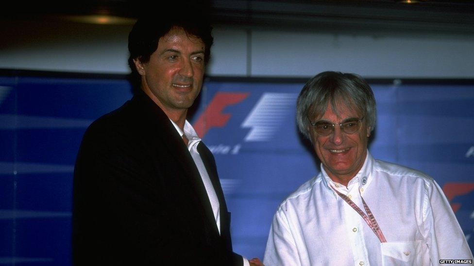 Bernie Ecclestone with the actor Sylvester Stallone