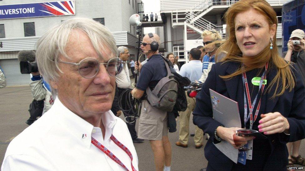 Bernie Ecclestone with the Former Duchess of York Sarah Ferguson