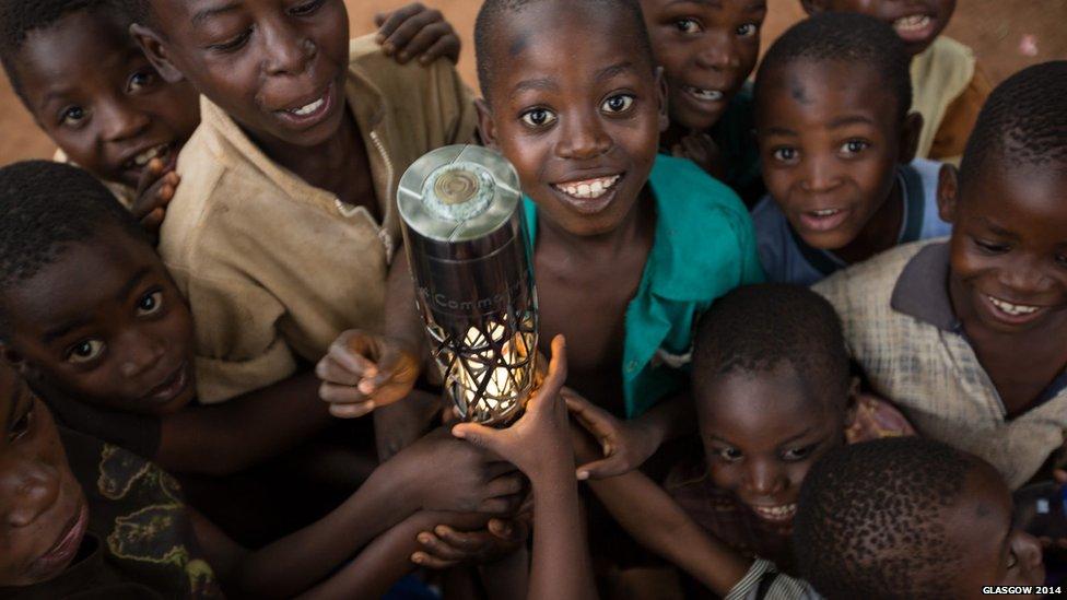 Children with the Queen's baton at the Batik Centre Mtandire, near Lilongwe, Malawi.