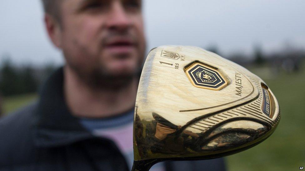 Golf clubs that belonged to Viktor Yanukovych