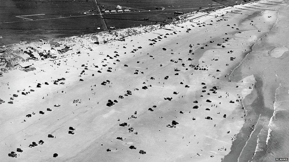 Cars on beach at Camber and Broomhill Sands in May 1931