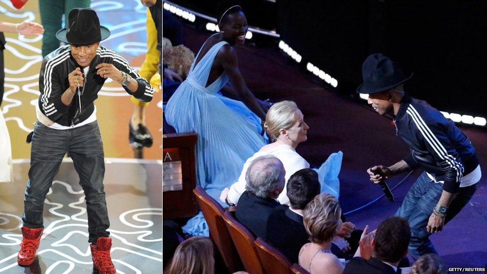 Pharrell Williams performs at the Oscars 2014