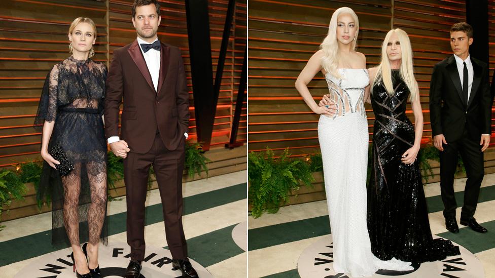 Diane Kruger, Joshua Jackson, Lady Gaga and Donatella Versac at the Vanity Fair party