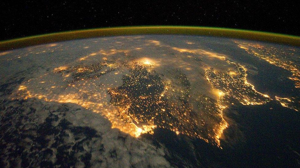 The city lights of Spain and Portugal can be seen from the International Space Station.