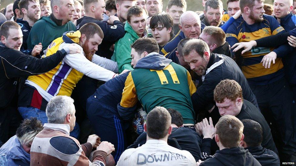 Up'ards and the Down'ards competing for the ball