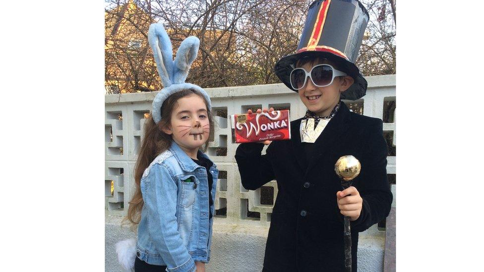 Amber and Oscar, who are from Folkestone are dressed up as a rabbit and Willy Wonka from Charlie and The Chocolate Factory.